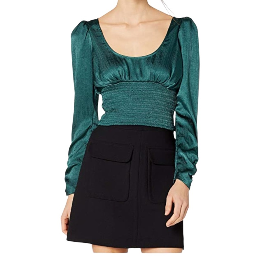Free People Santiago Green long Sleeve blouse top M
